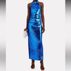 Ronny Kobo Blue Sequin Halterneck Gown (New with Tags)